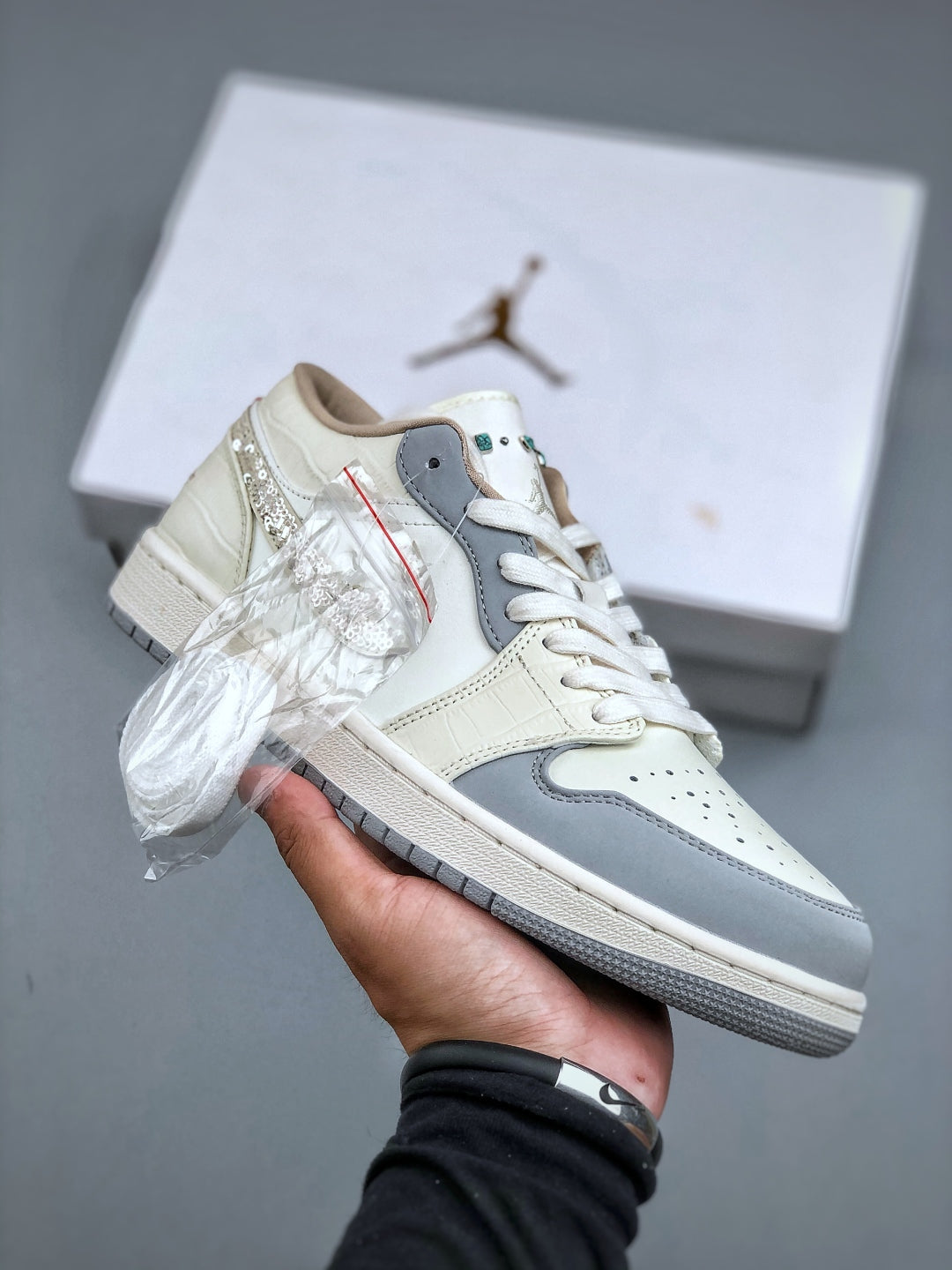 Nike Air Jordan 1 Low AJ1 乔1 闪钻白裂纹  低帮复古文化休闲运动板鞋